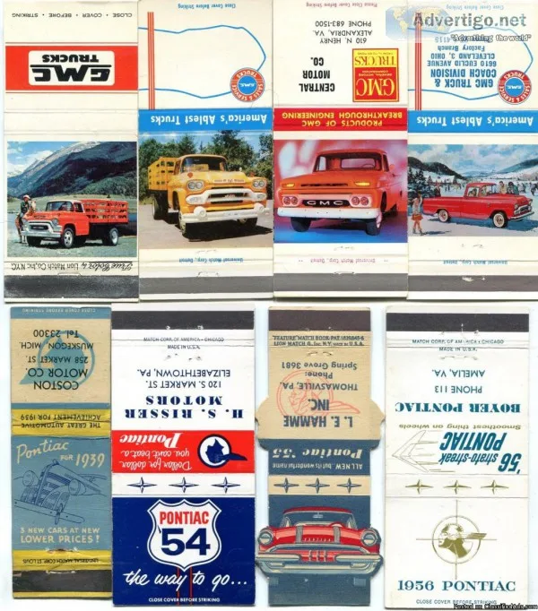 1955 56 57 Pontiac Matchbook Covers