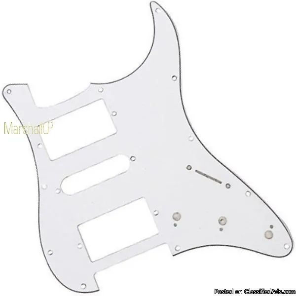 Guitar BoyZ&trade 048-7428-101 Strat White 3 Ply Pickguard (HSH)