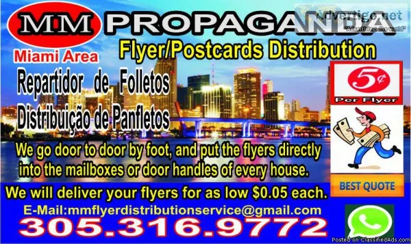 FlyersPostcards Distribution ( Repartidor de Folletos) In Miami