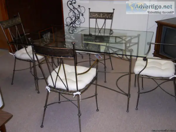 Wrought Iron Glass Dining Table