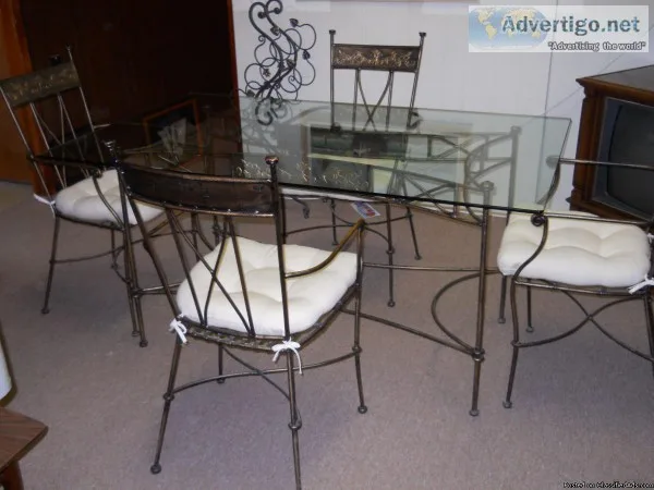 Wrought Iron Glass Dining Table