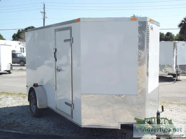 ENCLOSED Trailer with V Front and 32 inch Side Door - 6   by 12 