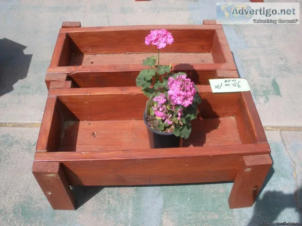 Regular and wide weather stained planters
