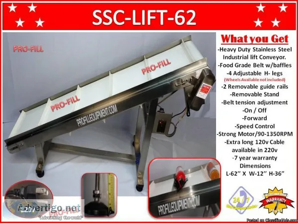 Stainless Steel Industrial Lift Conveyor  Food Grade Belt SSC-LI