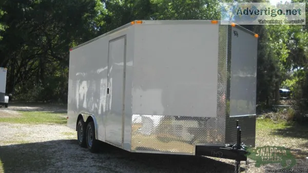 Racing Trailer 8.5x16 ft with 36 in RV Side Door and Drings - Sh