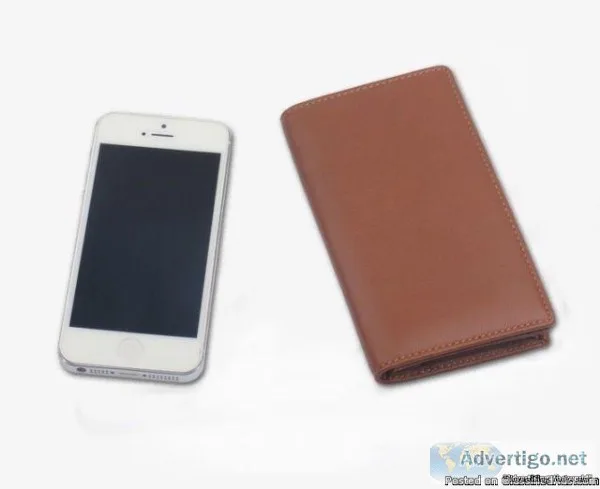 NEW BROWN MenWomen iphone 5 Sheepskin Leather Wallet Case
