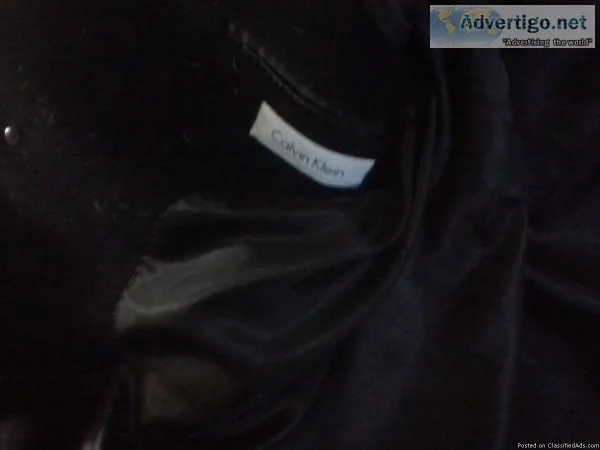 Men s Calvin Klein longer black coat - 46s Woolnylon 10% recycle