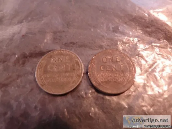 2 1943 (steel colored) Wheat Penny