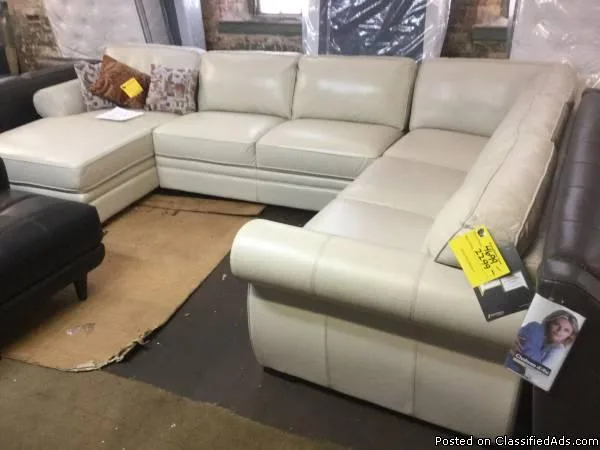 New 3pc Carmine Leather sectional