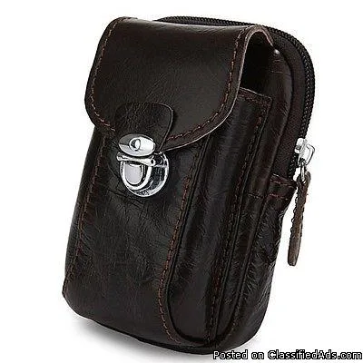 Universal Men and Women Brown Leather Smart Phone Belt Clip Pouc