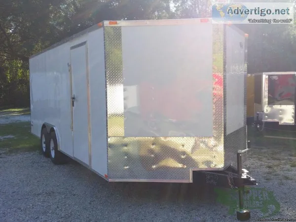 8.5   x20 NEW Toy Hauler Tandem 5K Axles V-Nose Front Rear Ramp 