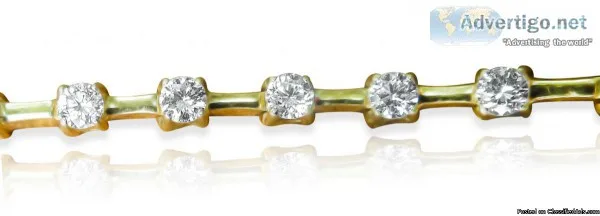 4 Carat Diamond Tennis Bracelet 14K Yellow Gold Pre-Owned with A