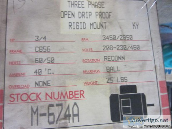 026 34HP Leland Faraday 3450 RPM 3 PHASE 60 Cycle electric motor