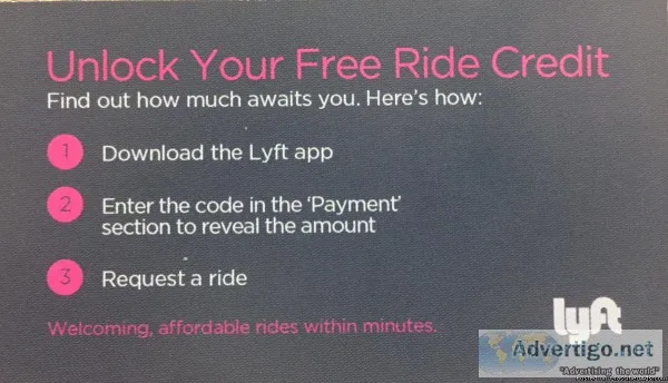 50.00 ride credit with Lyft