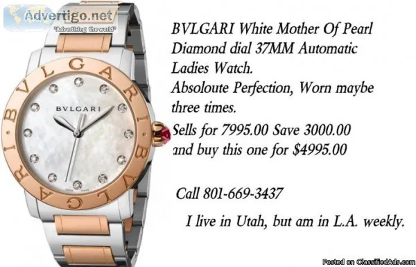 BVLGARI White Mother-of-Pearl Diamond Dial 37mm Automatic Ladies
