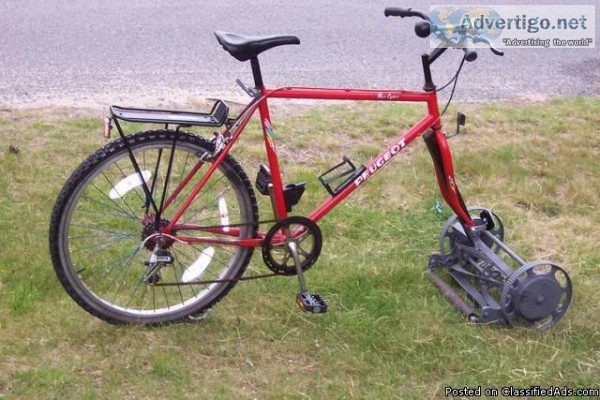 The Paris Express Peugeot 5 speed with lawn mower attachment - C
