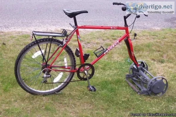 The Paris Express Peugeot 5 speed with lawn mower attachment - C