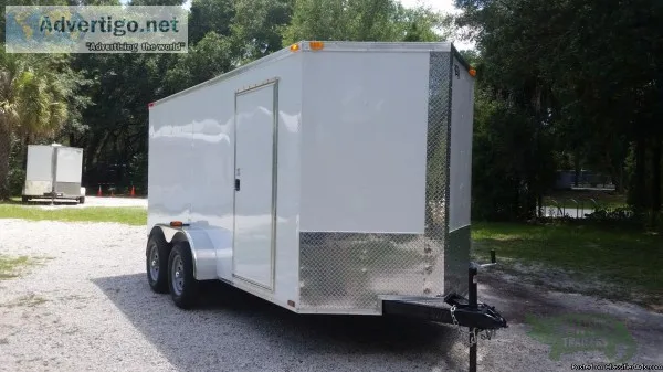 6 feetx14 Wht Ext ENCLOSED TRAILER wRV Style Side Door and Addit