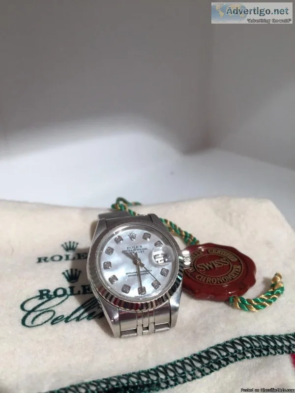 Ladies Rolex Oyster Perpetual Datejust Stainless Steel Watch wit