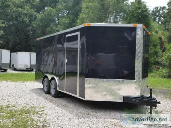 New 8.5x16   Cargo Trailer Blk Ext Color w D  Rings
