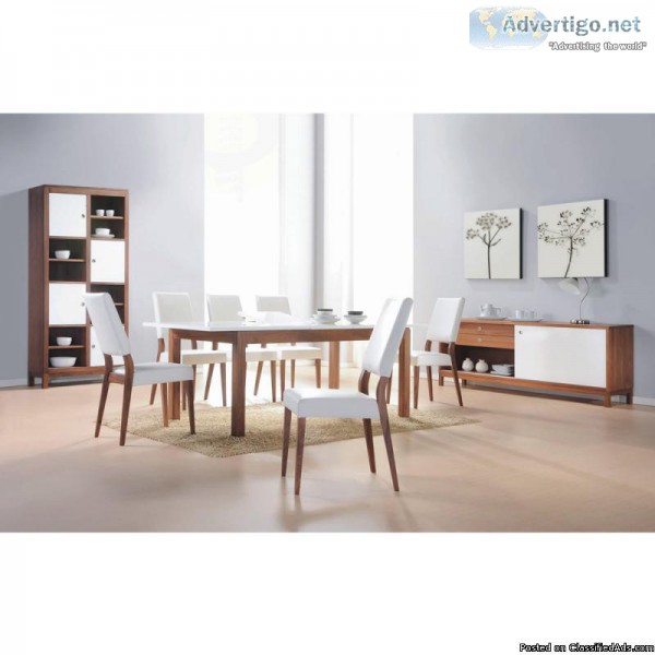 Contemporary WHITE on WALNUT Dining Room Furniture