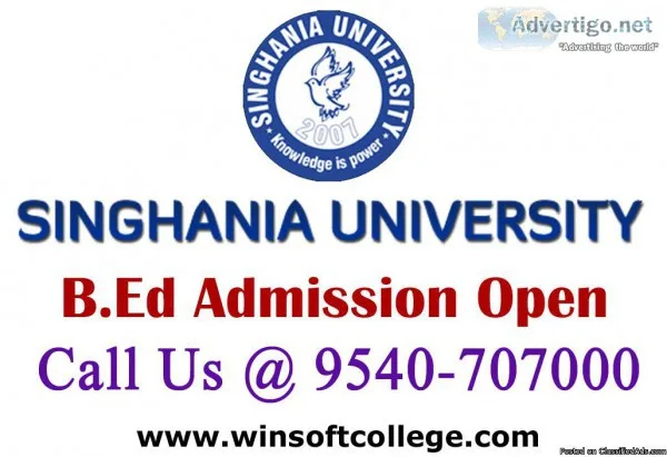 Singhania University B.Ed Admission Fees