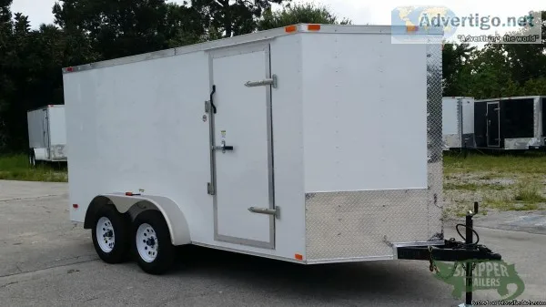 7x 14ft. Wht Ext Moving Trailer with Extra Height and Rear Ramp 
