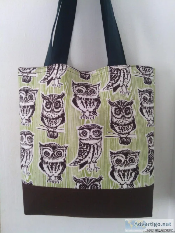 Large Brown Owl Handmade Tote