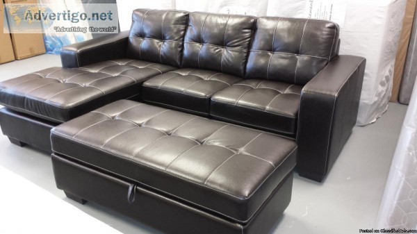 New - Sofa with Chaise and Large Storage Ottoman
