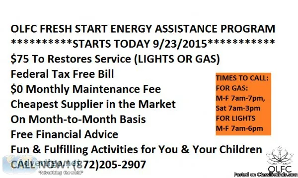 We will Pay Your Gas and Electric Bill or Restore Services