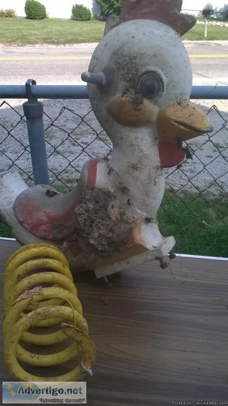 antique cast aluminum chicken bounce playground toy