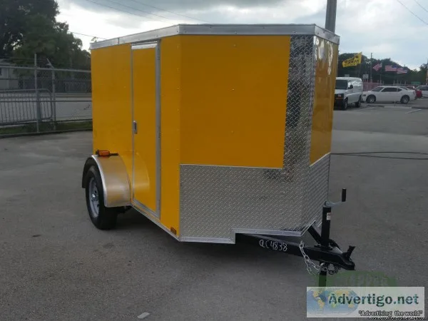 New 5  by8  Enclosed Trailer Sharp looking Yellow EXT. with One 