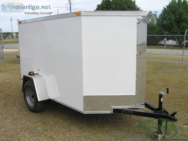 5   by8   NEW Enclosed Trailer (Sharp Looking Wht Ext) 2990 Axle