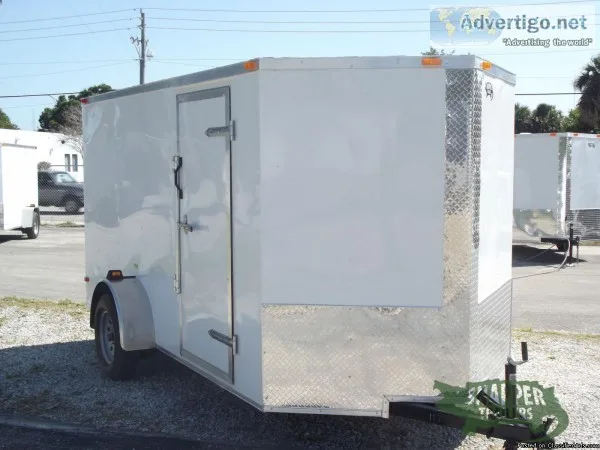 Brand NEW 6 x 12ft. White Motorcycle Hauler with Bar Lock Side D