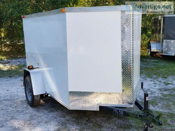 Cargo Trailer for sale NEW Single Rear Door Wht Exterior 5 foot 