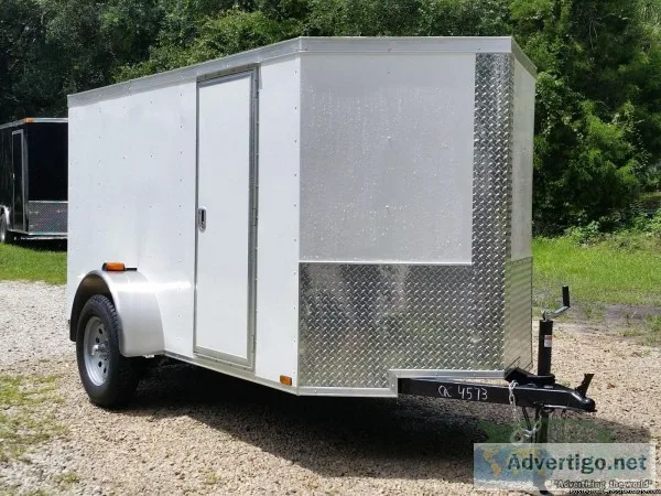 Cargo Trailer for sale NEW Rear Ramp Door White Exterior 5x10 w 
