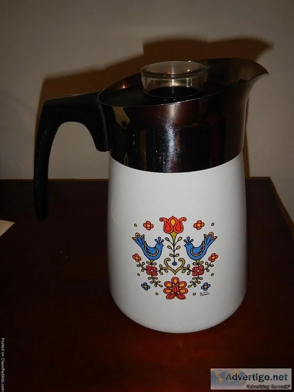 Corning Ware Coffee Pot Rare Festival Blue Birds design