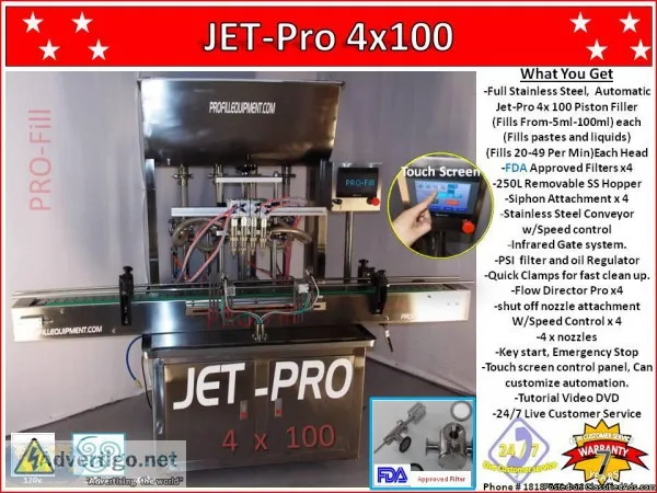 Automatic Jet-Pro-4x100 Fills Liquids Pastes Hair stylist produc
