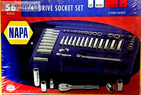 NAPA 56 Pc. 14&quot Dr Socket Set - plus Ratchet - SAE  Metric