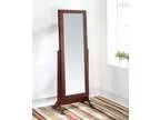 Remiro collection cherry finish wood free standing floor mirror 