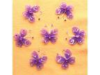 Lavendar Handmade Stocking and Rhinestone Butterflies 7 pieces b