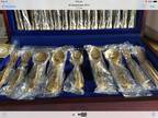 Grosvenor gold plated cutlery in Woden box (brand new)