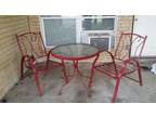 Outdoor furniture red table and chairs