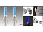 Car Auto Bike Tyre Tire Valve Blue LED Light Cap Cover