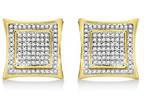 10k Yellow Gold Diamond Stud Earrings for Men Kite Shaped Large 