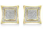 10k Yellow Gold Diamond Stud Earrings for Men Kite Shaped Large 