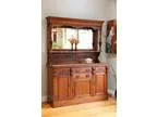 Antique Art Nouveau Carved Walnut Mirror back Sideboard  Buffet