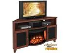 Shaker Style Corner 61&quot TV Stand with Curved Electric Firepl