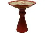 16&quot Red Ceramic Bird Bath