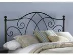 Deland Metal Headboard with Curved Grill Design and Finial Posts